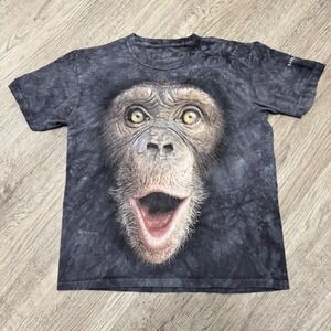The Mountain Chimpanzee Face Tie Dye T-Shirt Kansas City Zoo Grey Black Mens SM